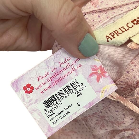 April Cornell Infant Aimee Floral Flare Dress 0-6M Pink Short Sleeve Ruffle - Picture 6 of 8